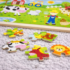 farmos fa puzzle darabok közelről tehén ló és farm állatok mintával