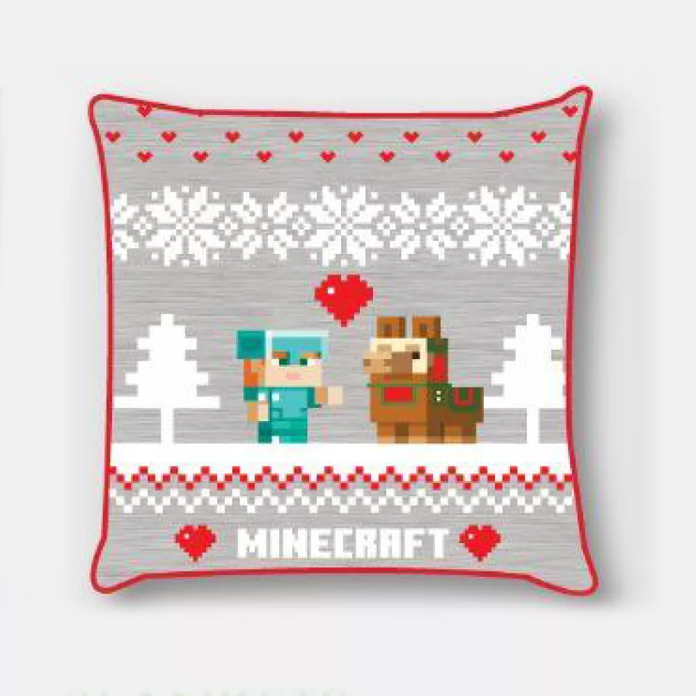 Minecraft Holiday Karácsony párna levehető huzattal 40×40 cm Velúr