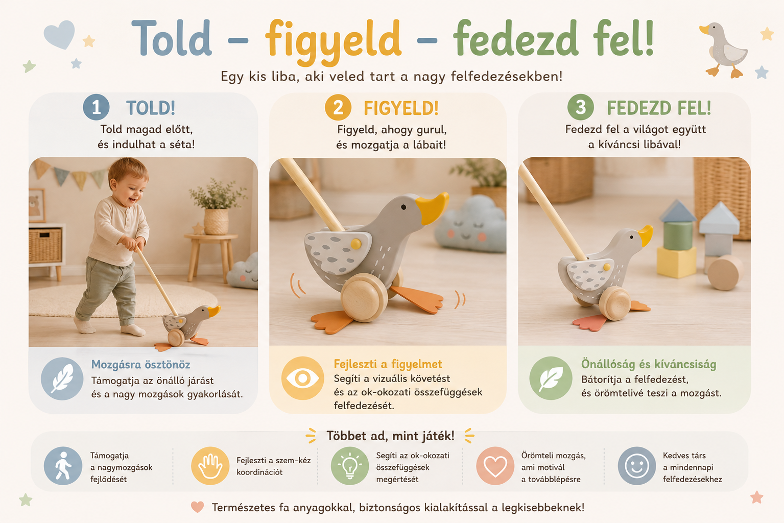 Told – figyeld – fedezd fel! | Tologatós totyogó liba