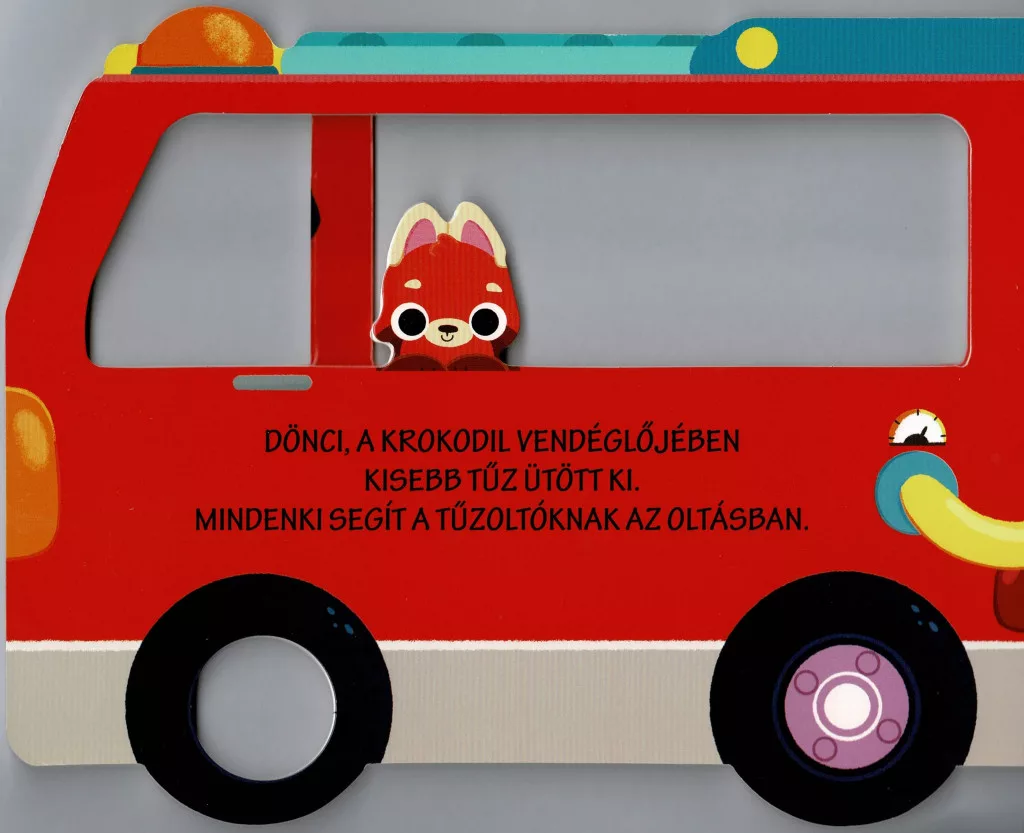 Utazz velünk a tűzoltóautón – Hangmodulos könyv, belső oldal és meserészlet