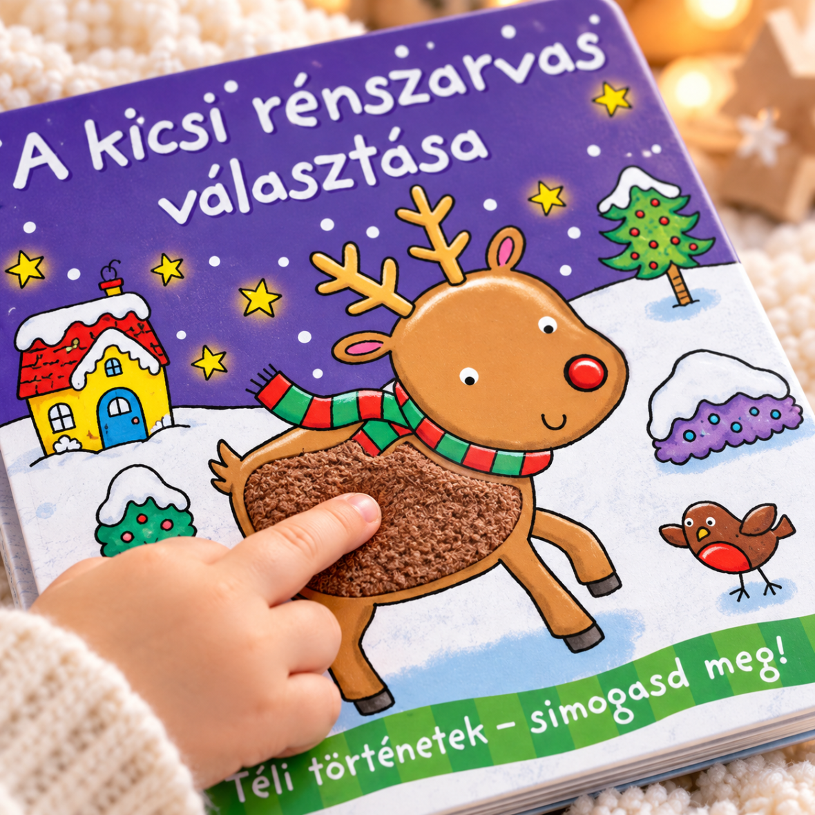 A kicsi rénszarvas választása – Simogatható bunda közeli részletfotón