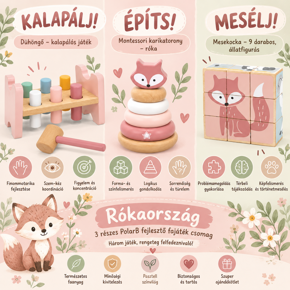 Rókaország – Kalapálj, építs, mesélj! | PolarB fajáték csomag